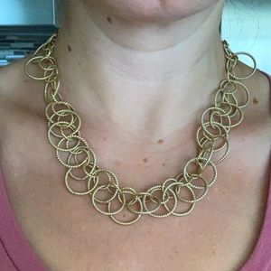 Ann Taylor antique gold toned chain loop statement necklace